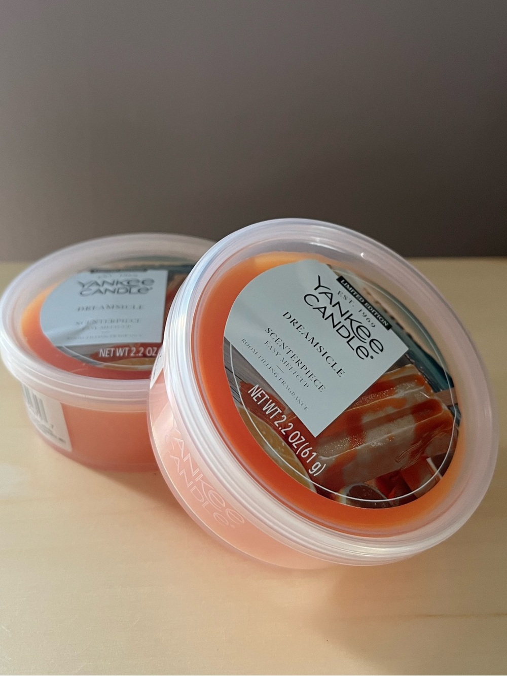 Two New Yankee Candle Dreamsicle Scenterpiece Wax Melt Cups